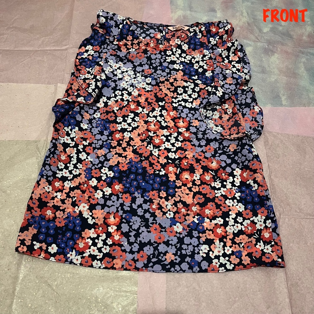 Juicy Couture Coral Combo Ditsy Garden Ruffle Sleeve Tank